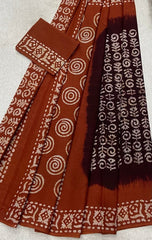 Elegant Pure Cotton Royal Batik Print Saree - Yanchi