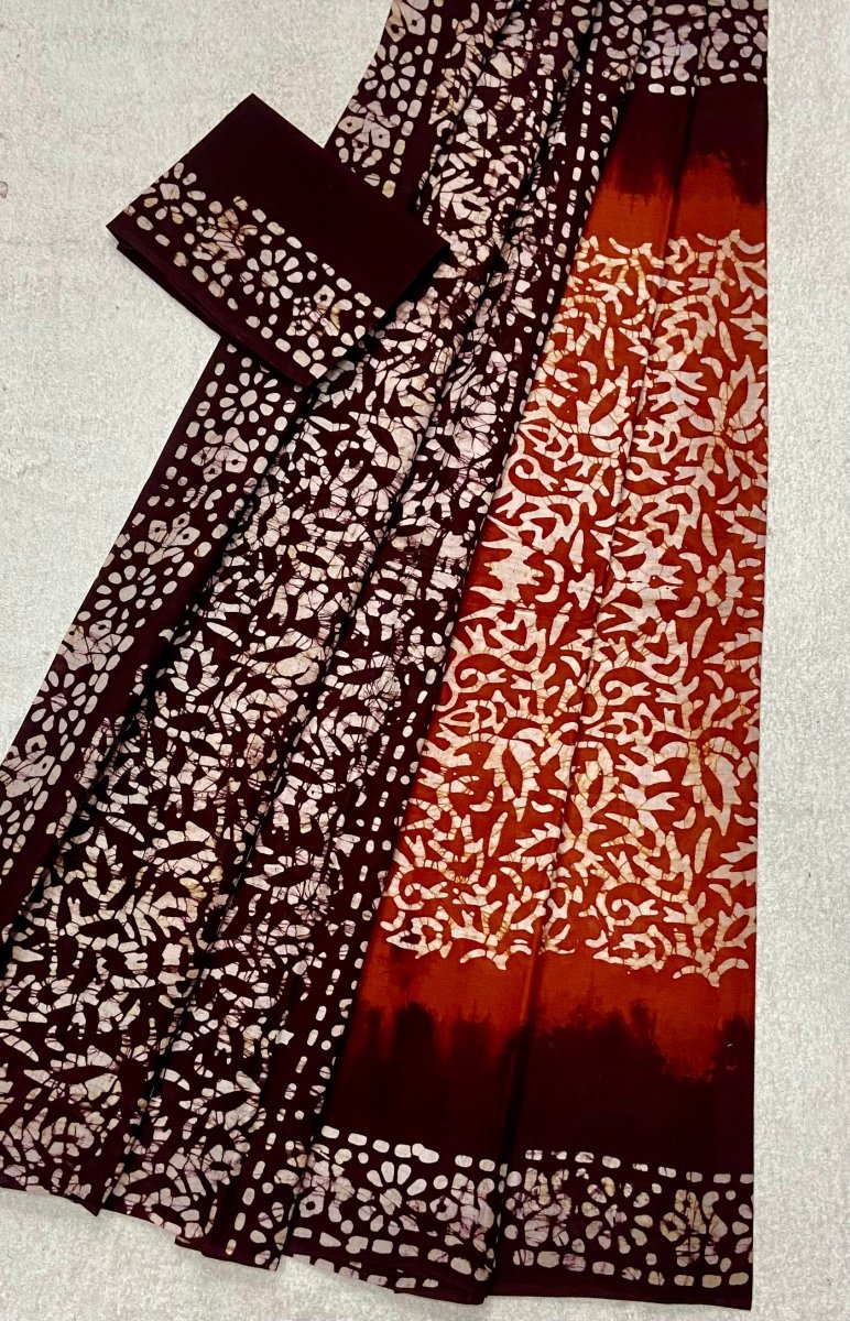 Elegant Pure Cotton Royal Batik Print Saree - Yanchi