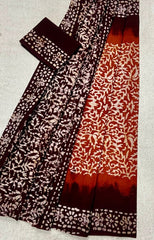 Elegant Pure Cotton Royal Batik Print Saree - Yanchi