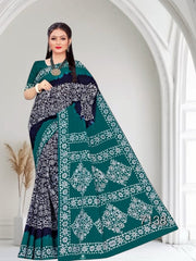 Elegant Pure Cotton Royal Batik Print Saree - Yanchi