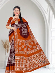 Elegant Pure Cotton Royal Batik Print Saree - Yanchi