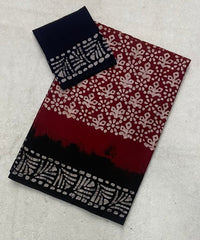 Elegant Pure Cotton Royal Batik Print Saree - Yanchi