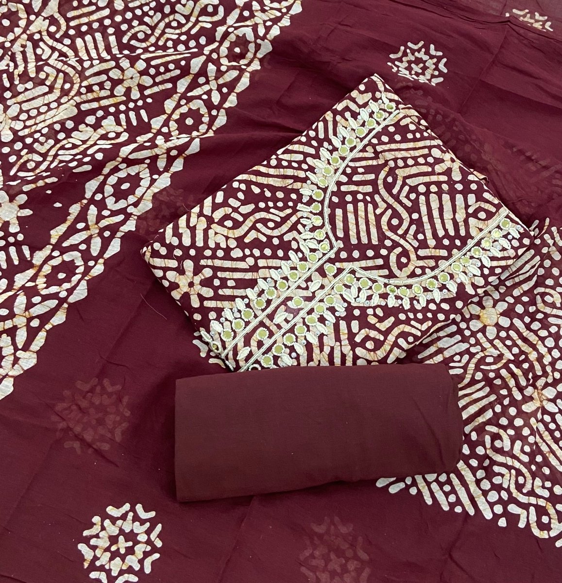 Fancy Block Print Cotton Suit Set - Yanchi