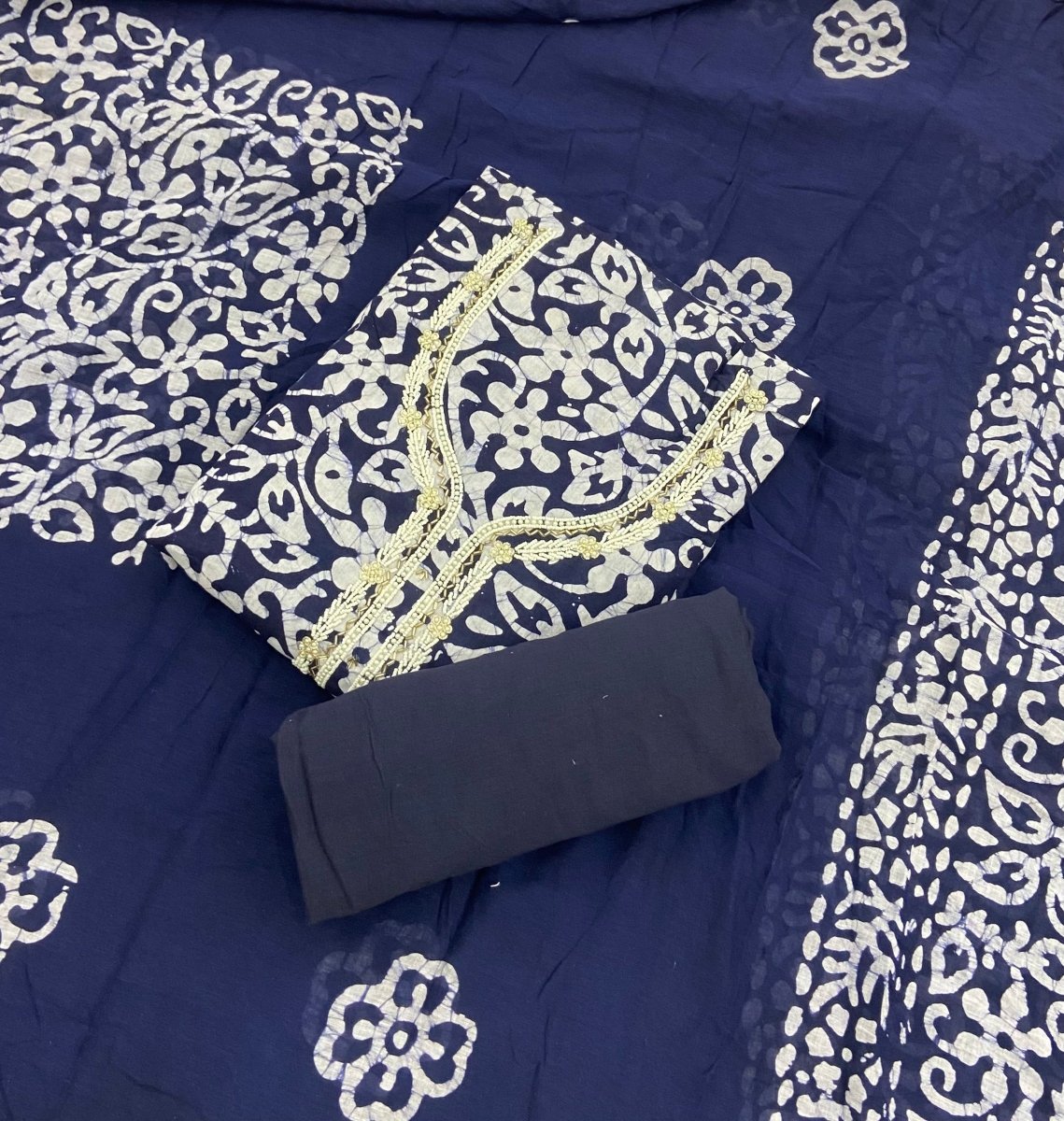 Fancy Block Print Cotton Suit Set - Yanchi