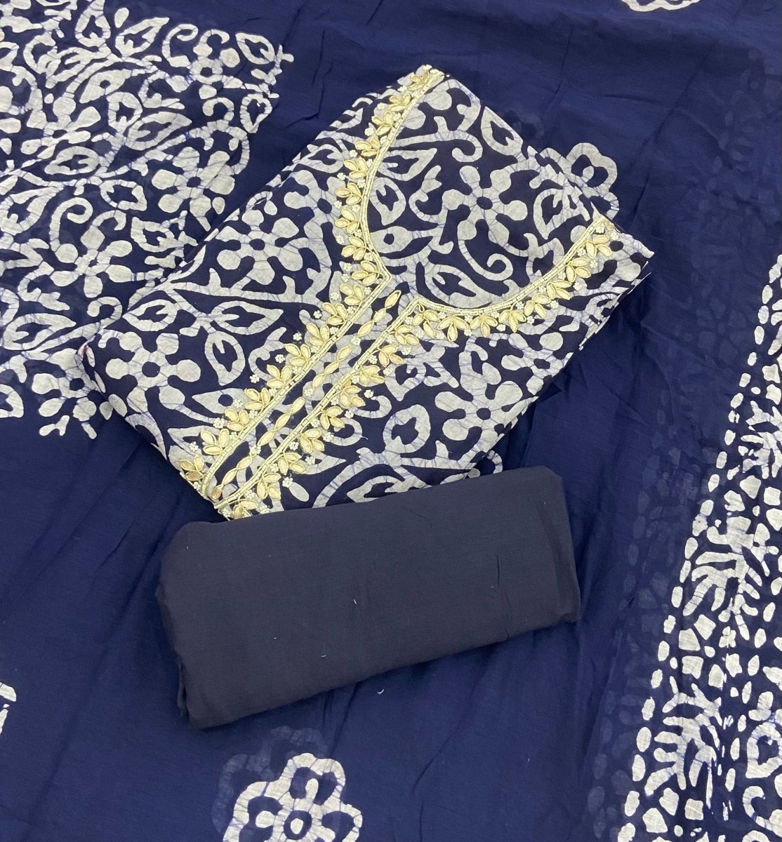 Fancy Block Print Cotton Suit Set - Yanchi