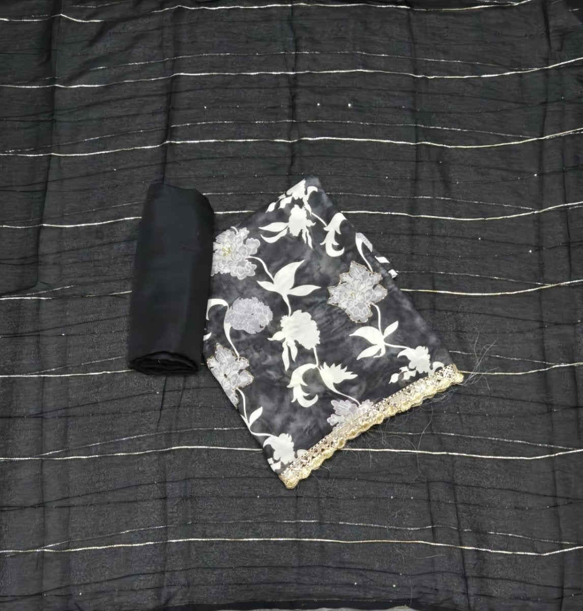 Fancy Burberry Digital Print Suit Set with Pearl & Cutdana Work - Yanchi