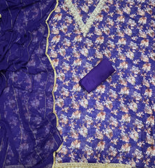 Fancy Burberry Digital Print Suit Set with Pearl & Cutdana Work - Yanchi