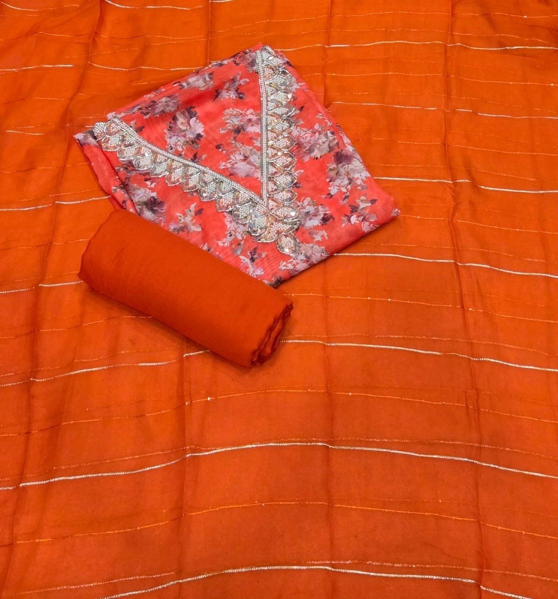 Fancy Burberry Digital Print Suit Set with Pearl & Cutdana Work - Yanchi