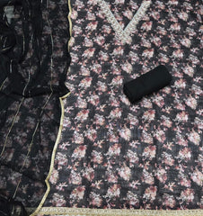 Fancy Burberry Digital Print Suit Set with Pearl & Cutdana Work - Yanchi