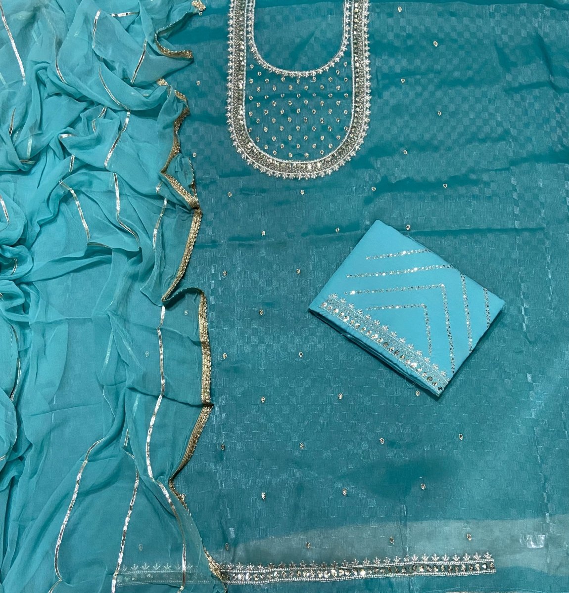 Fancy Burberry Suit Set with Zari Thread & Sequins Work - Yanchi