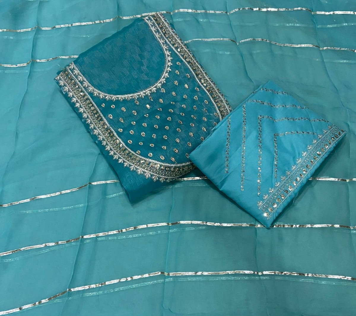 Fancy Burberry Suit Set with Zari Thread & Sequins Work - Yanchi