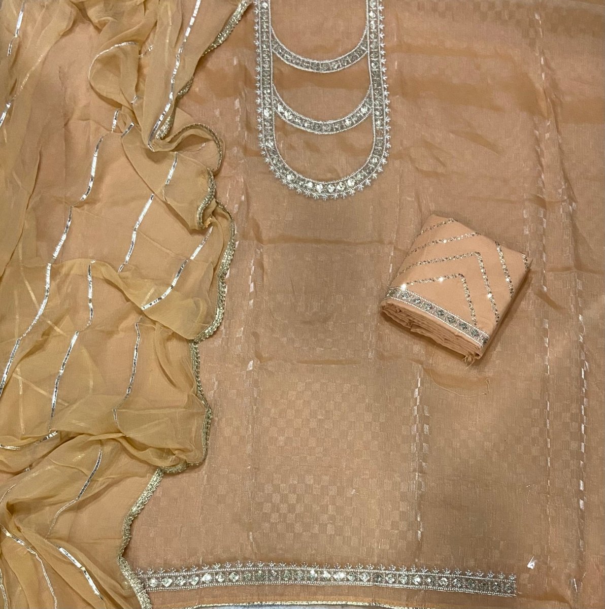 Fancy Burberry Suit Set with Zari Thread & Sequins Work - Yanchi