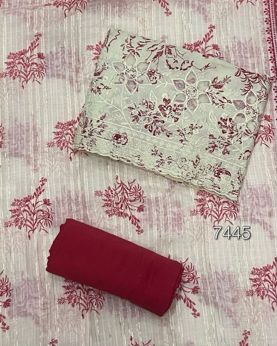 Fancy Chikankari Pure Cotton Suit Set - Yanchi