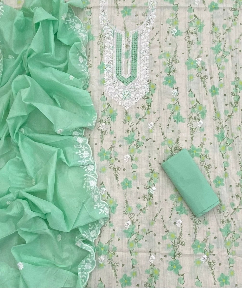 Fancy Chikankari Pure Cotton Suit Set - Yanchi