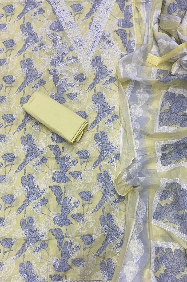 Fancy Chikankari Pure Cotton Suit Set - Yanchi