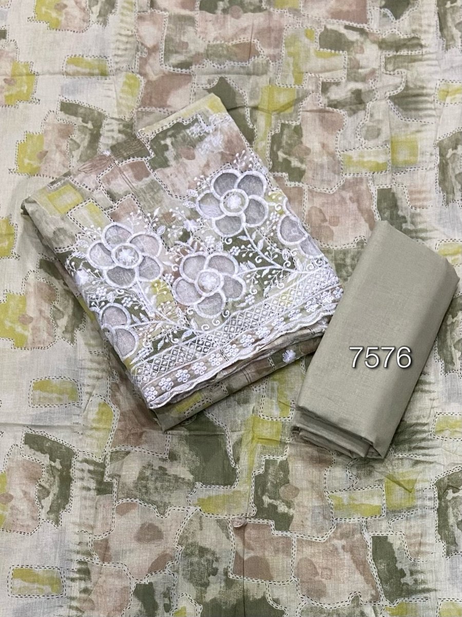 Fancy Chikankari Pure Cotton Suit Set - Yanchi