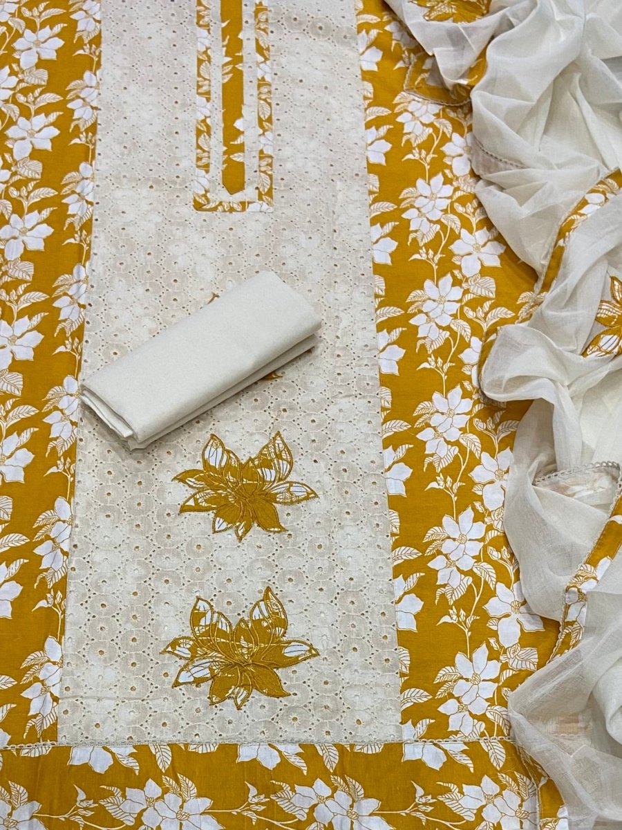 Fancy Chikankari Pure Cotton Suit Set - Yanchi