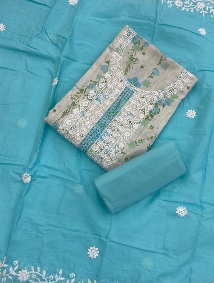 Fancy Chikankari Pure Cotton Suit Set - Yanchi