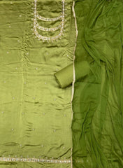 Fancy Crepe Silk Suit Set with Heavy Sequins Cutdana & Thread Work - Yanchi