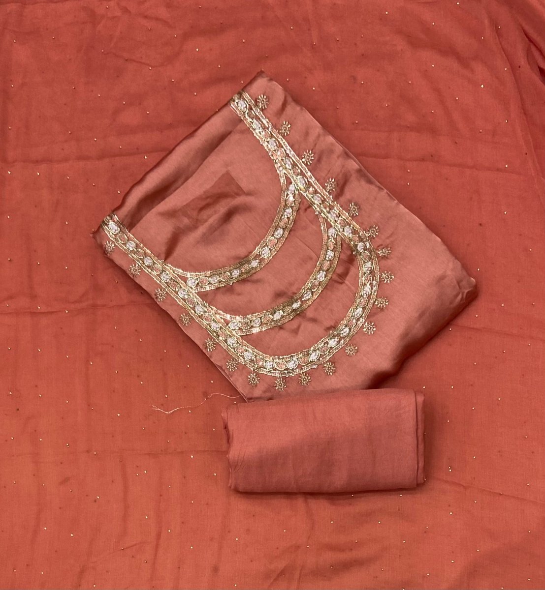 Fancy Crepe Silk Suit Set with Heavy Sequins Cutdana & Thread Work - Yanchi