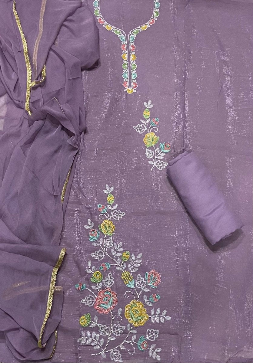 Fancy Crunchy Suit Set with Elegant Beads & Thread Work - Yanchi