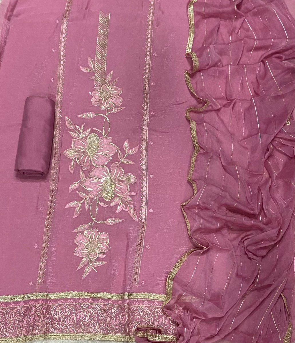 Fancy Crunchy Suit Set with Heavy Zari Thread Work - Yanchi