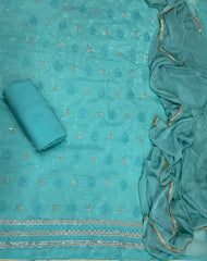 Fancy Crunchy Suit Set with Heavy Zari Thread Work - Yanchi