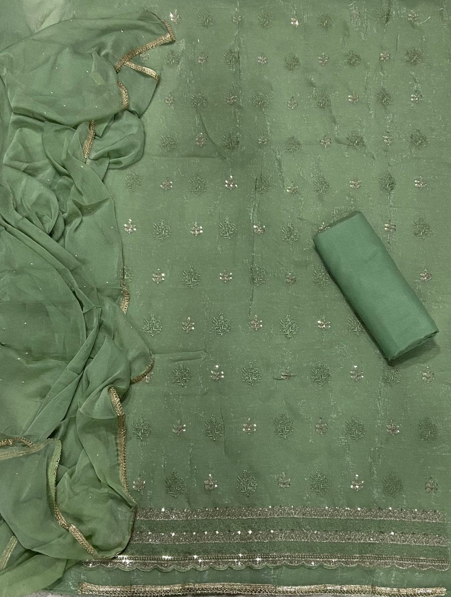 Fancy Crunchy Suit Set with Heavy Zari Thread Work - Yanchi