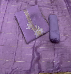 Fancy Crunchy Suit Set with Heavy Zari Thread Work - Yanchi