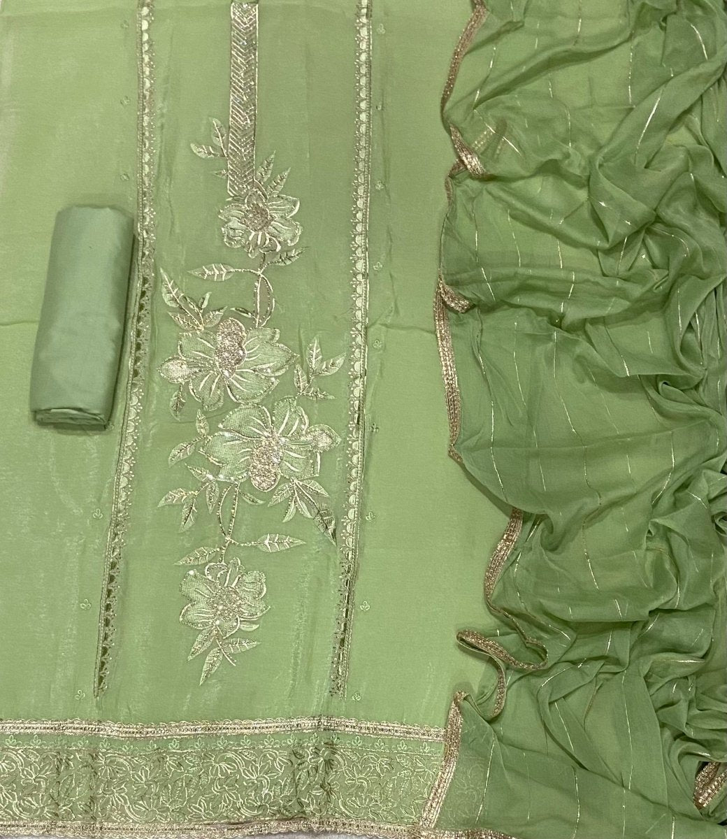 Fancy Crunchy Suit Set with Heavy Zari Thread Work - Yanchi