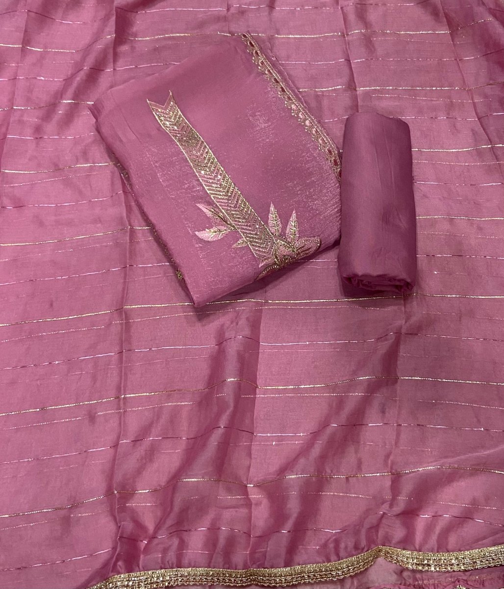 Fancy Crunchy Suit Set with Heavy Zari Thread Work - Yanchi