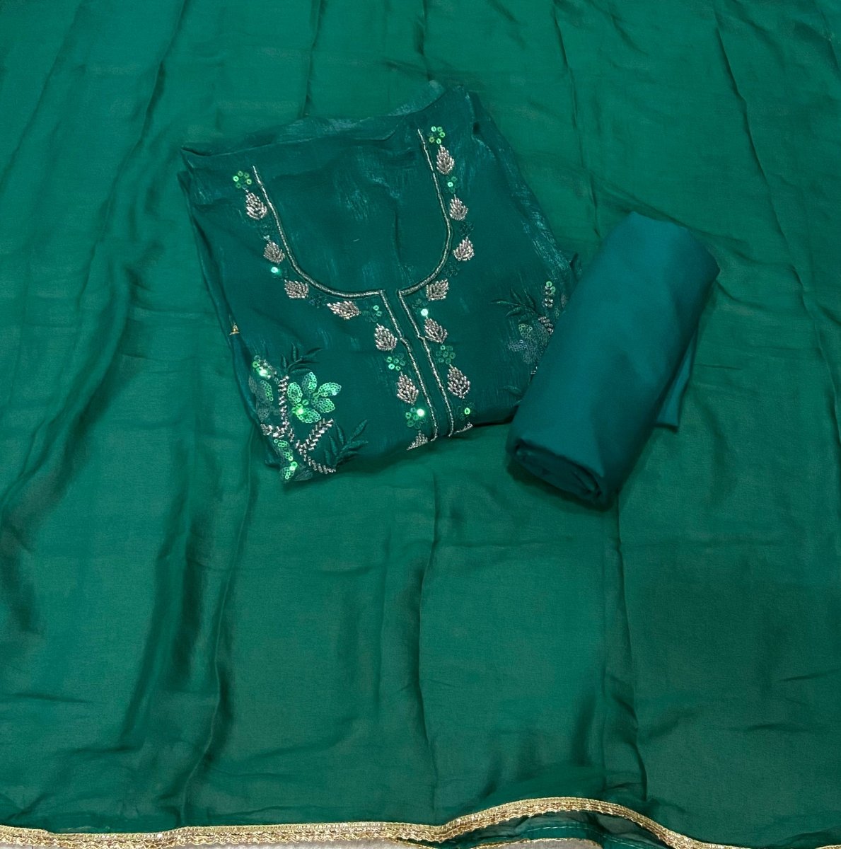 Fancy Crunchy Suit Set with Sequence Work - Yanchi