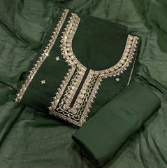 Fancy Crunchy Suit Set with Sequins Heavy Zari Thread Work - Yanchi