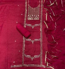 Fancy Crunchy Suit Set with Zari & Sequins Work - Yanchi