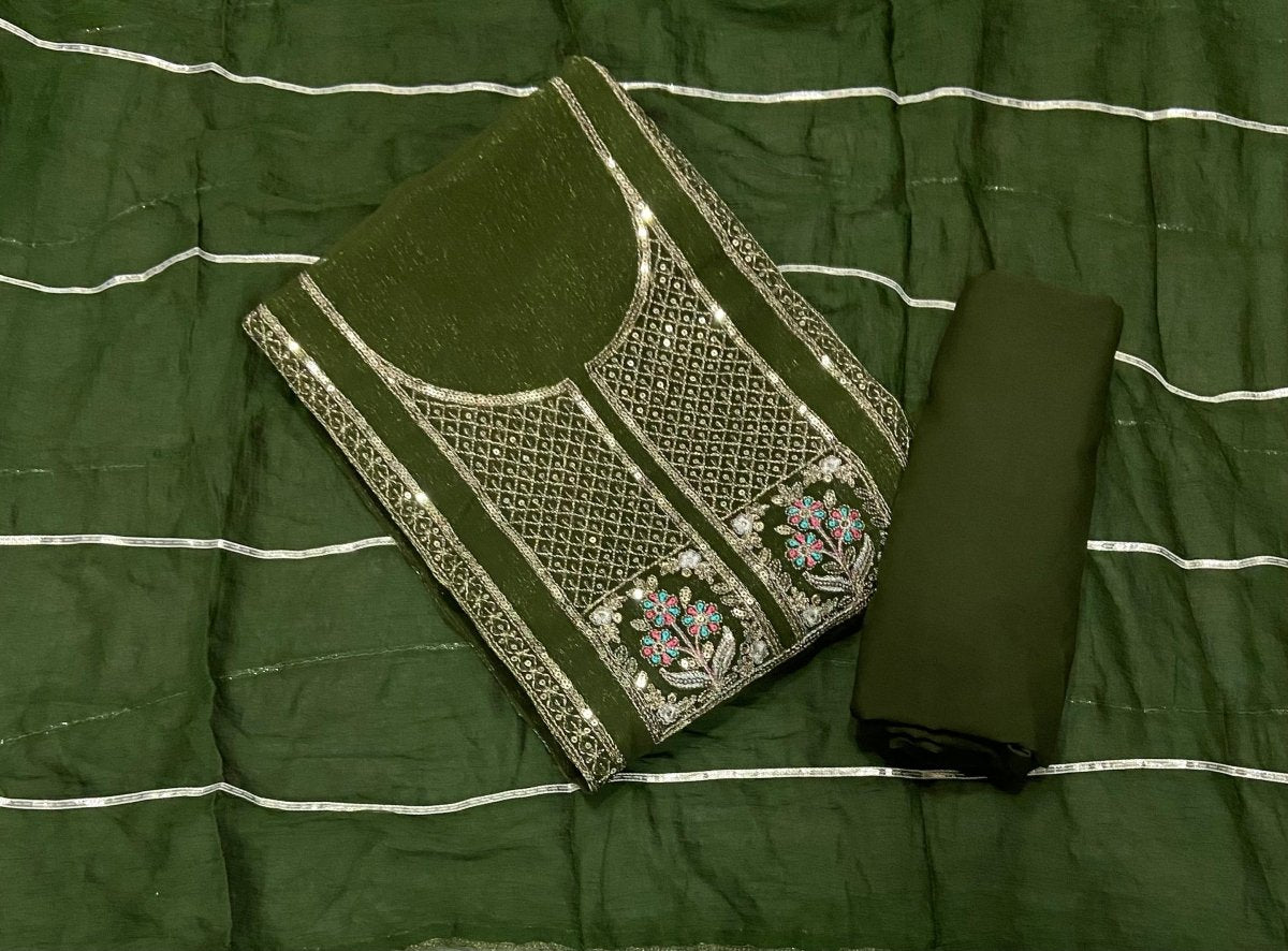 Fancy Crunchy Suit Set with Zari & Sequins Work - Yanchi