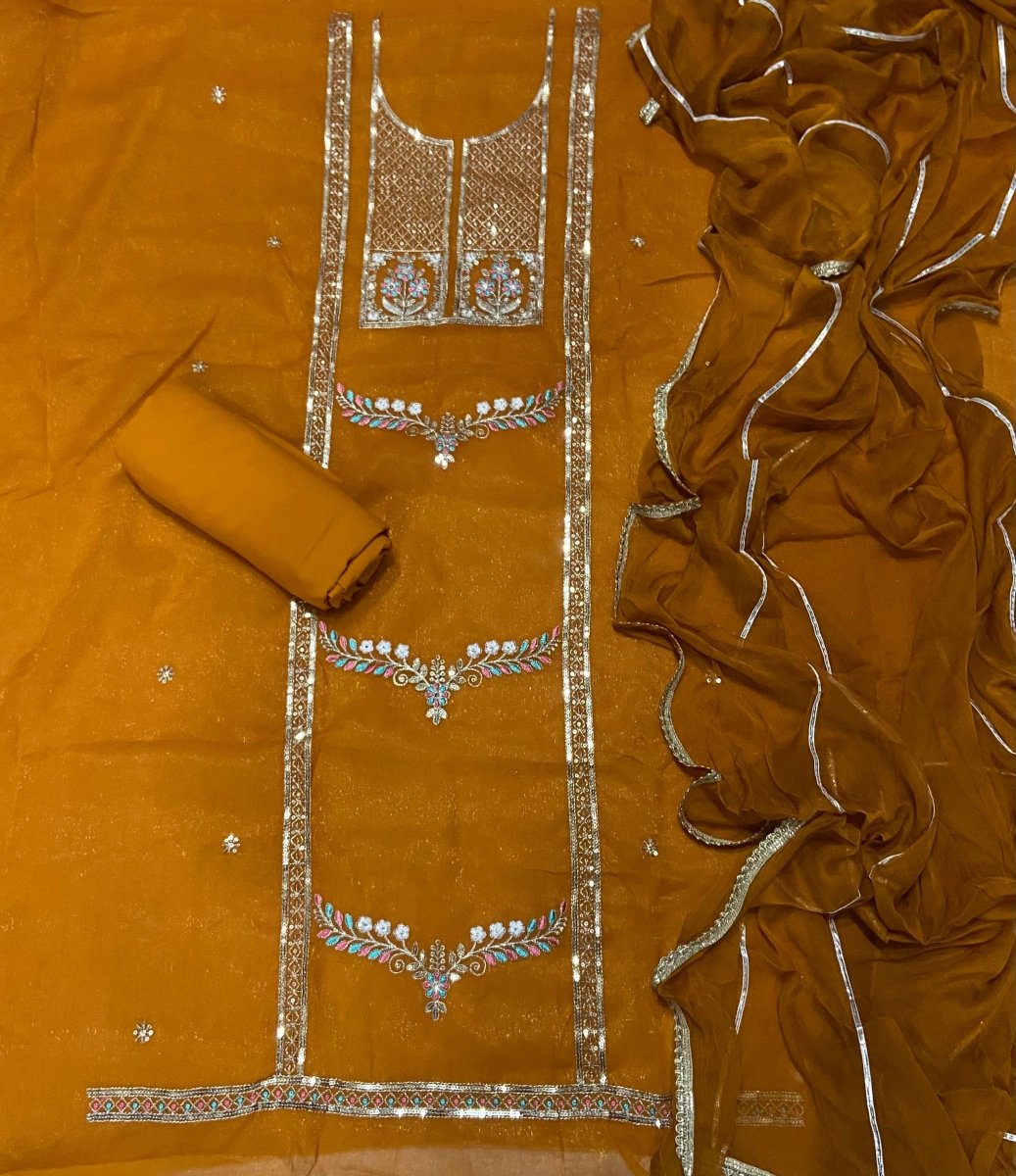 Fancy Crunchy Suit Set with Zari & Sequins Work - Yanchi