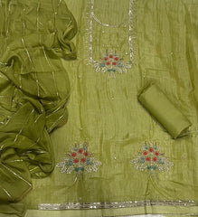 Fancy Crunchy Suit Set with Zari Thread Work - Yanchi