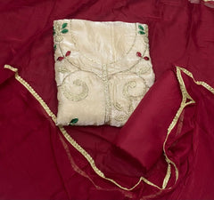 Fancy Crush Silk Suit Set with Cutdana, Thread & Zari Thread Work - Yanchi