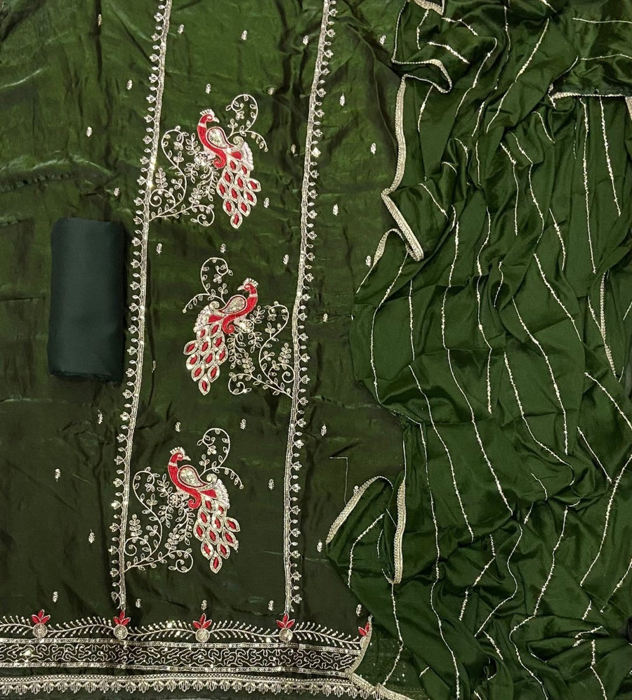 Fancy Crush Silk Suit Set with Zari & Sequins Work - Yanchi