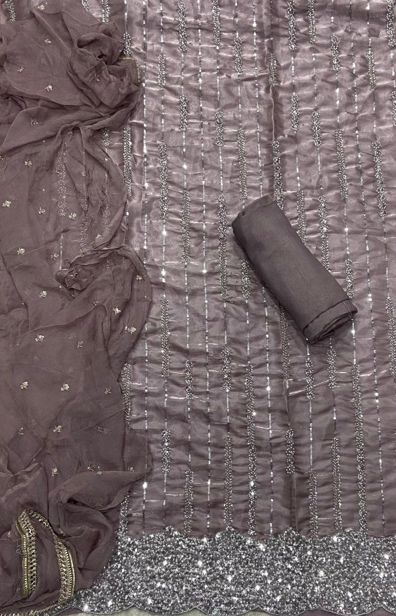 Fancy Fendi Silk Suit Set with Sequins, Cutdana & Pearl work - Yanchi