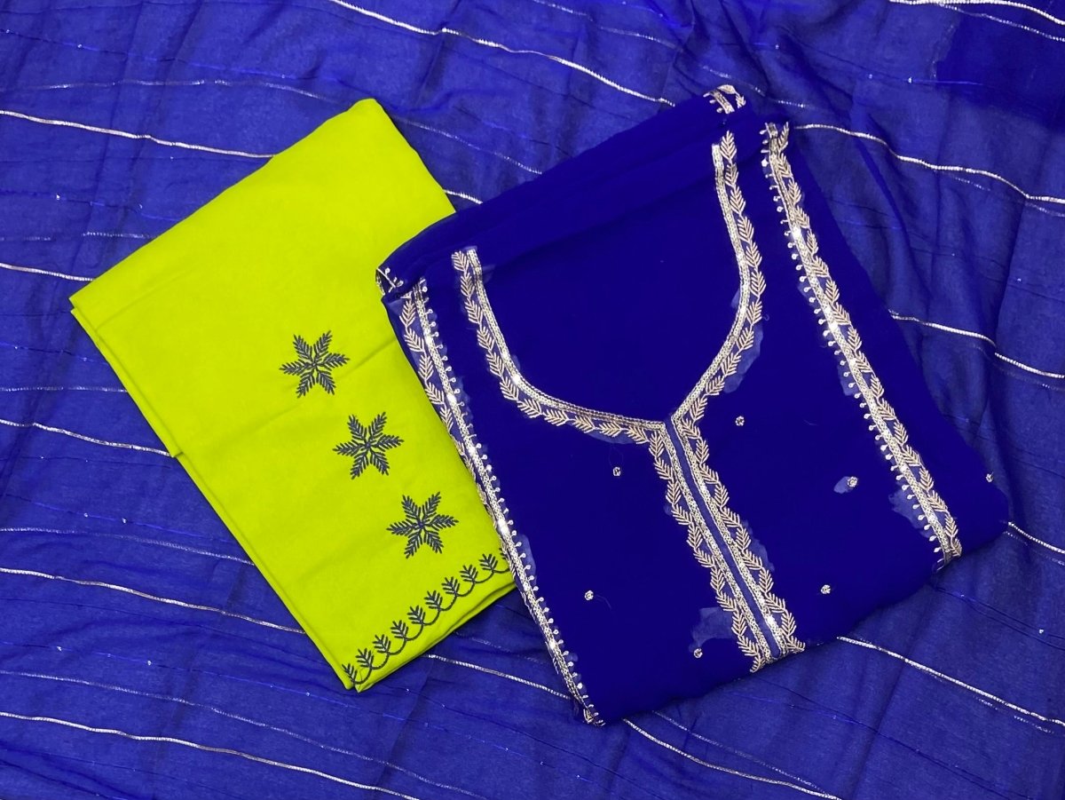 Fancy Georgette Suit Set with Heavy Sequins & Thread Work - Yanchi