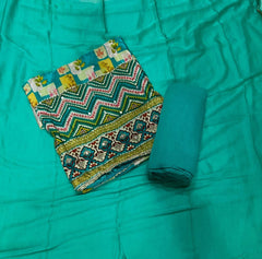 Fancy Glass Organza Suit Set with Cutdana & Stone Mirror Work - Yanchi