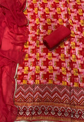 Fancy Glass Organza Suit Set with Cutdana & Stone Mirror Work - Yanchi