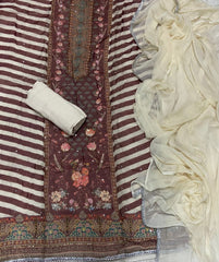 Fancy Glass Organza Suit Set with Cutdana & Stone Work - Yanchi