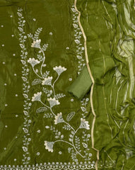 Fancy Glass Organza Suit Set with Elegant Sequins Work - Yanchi