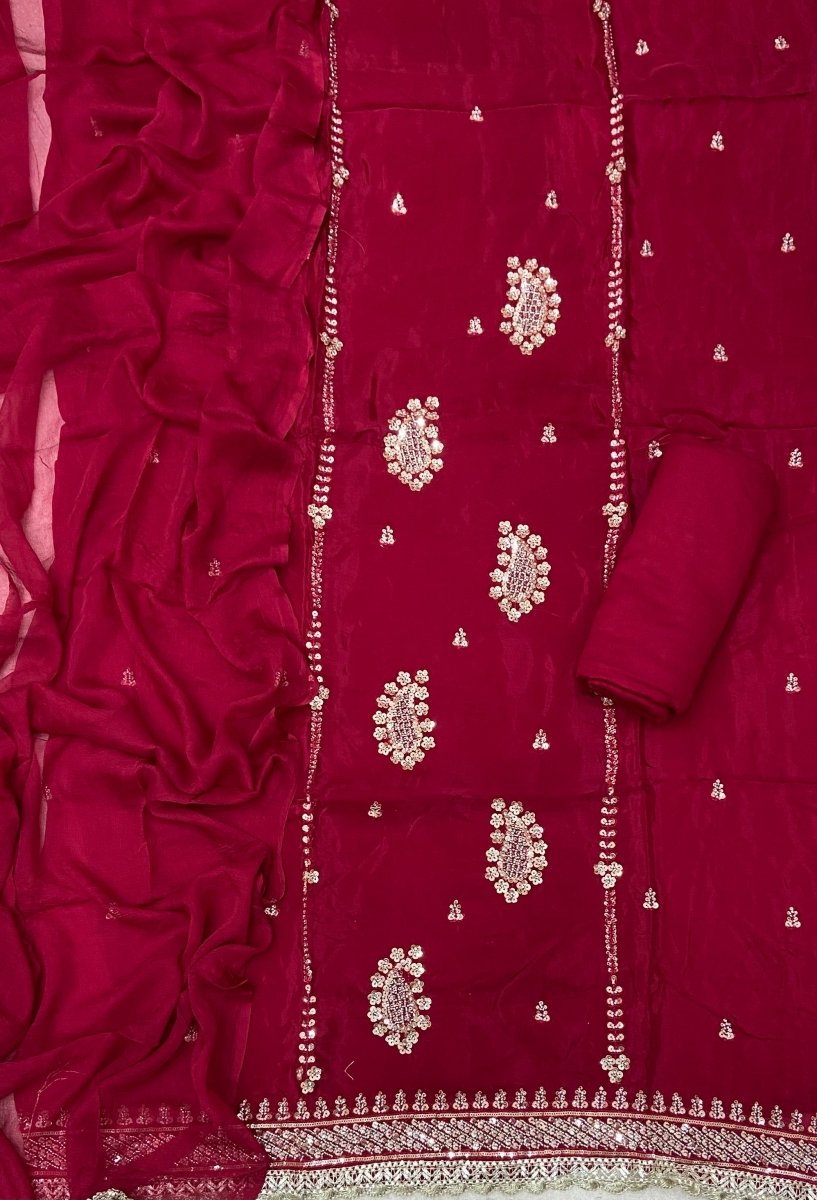 Fancy Glass Organza Suit Set with Elegant Sequins Work - Yanchi