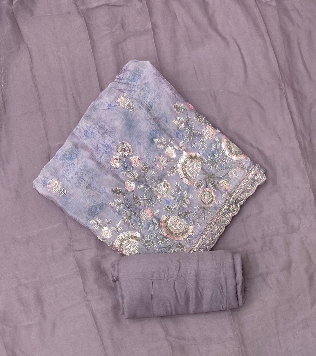 Fancy Glass Organza Suit Set with Elegant Sequins Work - Yanchi