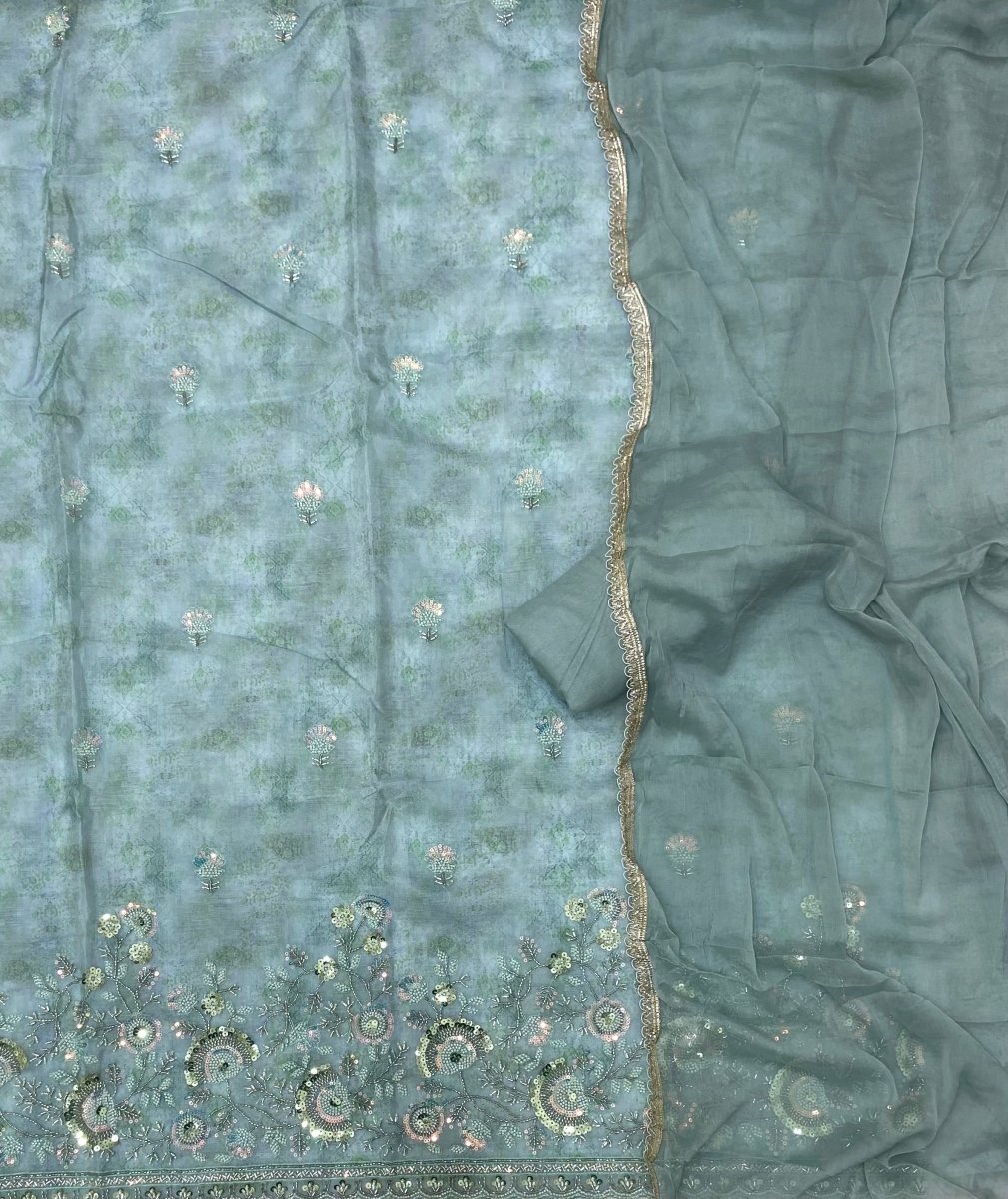 Fancy Glass Organza Suit Set with Elegant Sequins Work - Yanchi