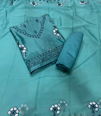 Fancy Glass Organza Suit Set with Elegant Thread & Sequins Work - Yanchi