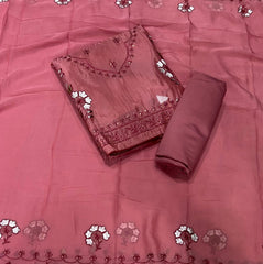 Fancy Glass Organza Suit Set with Elegant Thread & Sequins Work - Yanchi